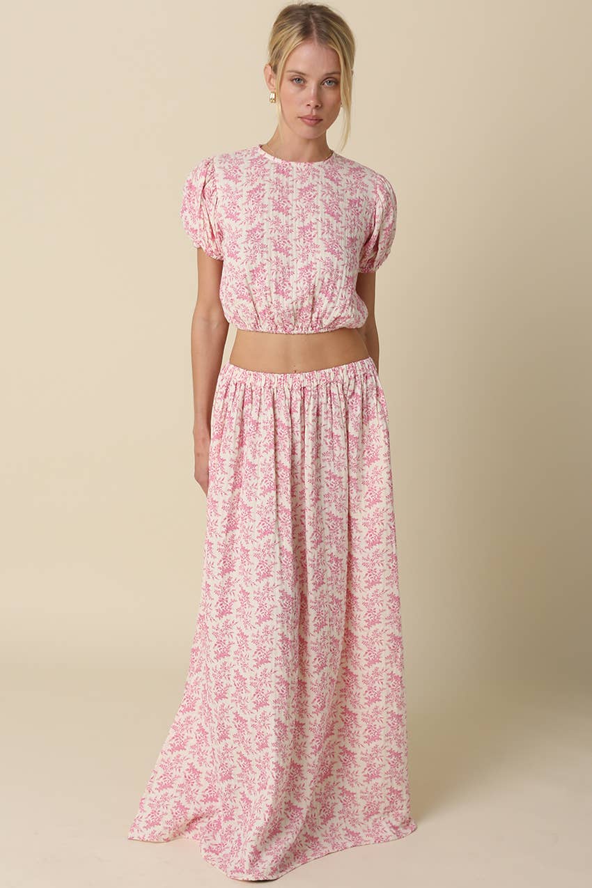 Pink Floral Maxi Skirt