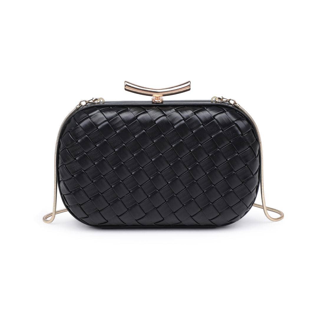 Black Woven Twist Clasp Evening Bag
