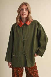 Olive Corduroy Collar Utility Jacket
