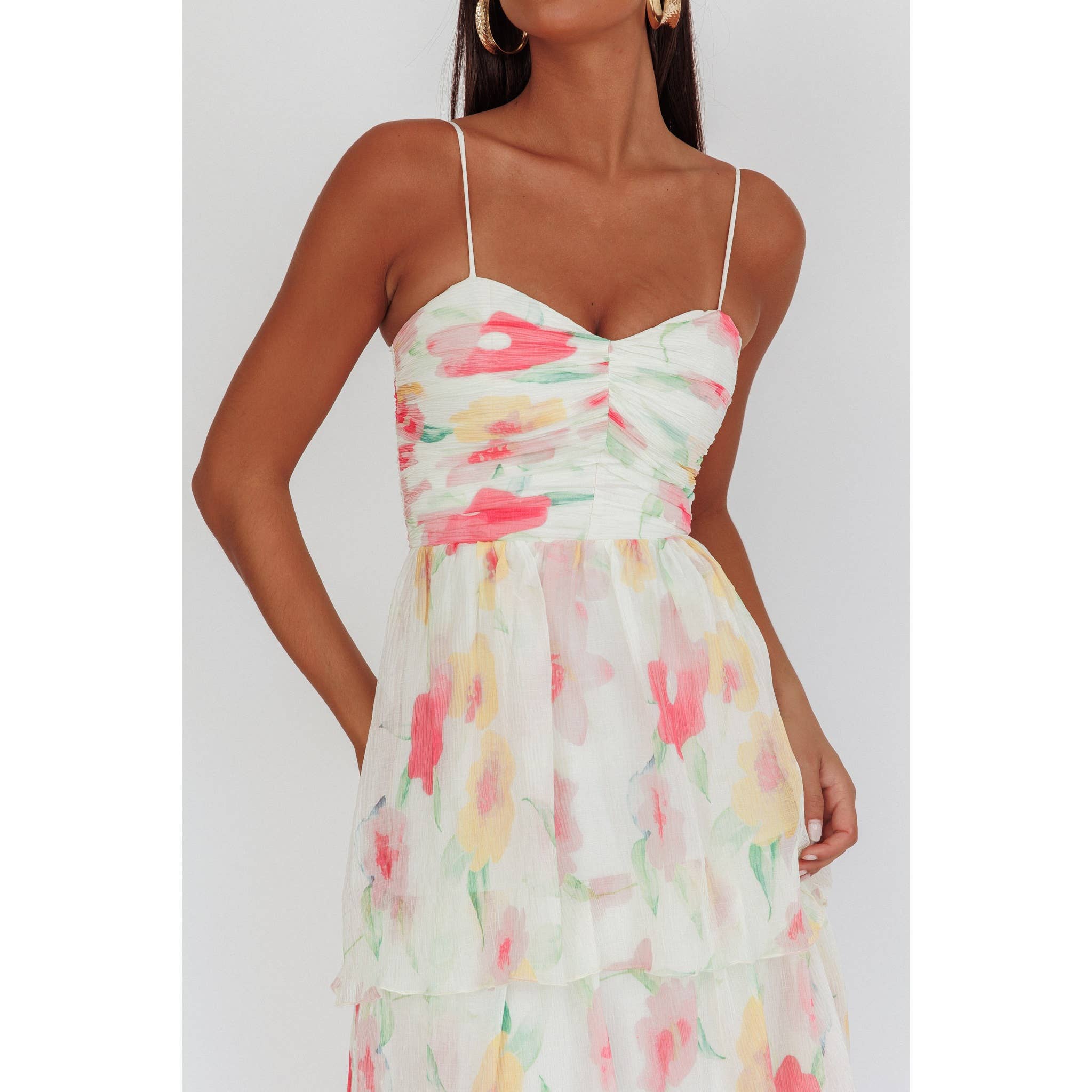 Multicolor Floral Tiered Maxi Dress