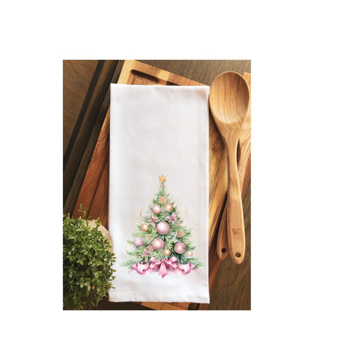 Pink Bow X-mas Tea Towel