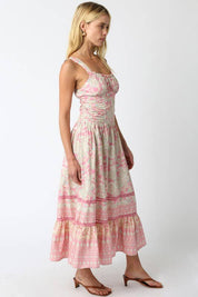 Pink & Green Floral Maxi Dress