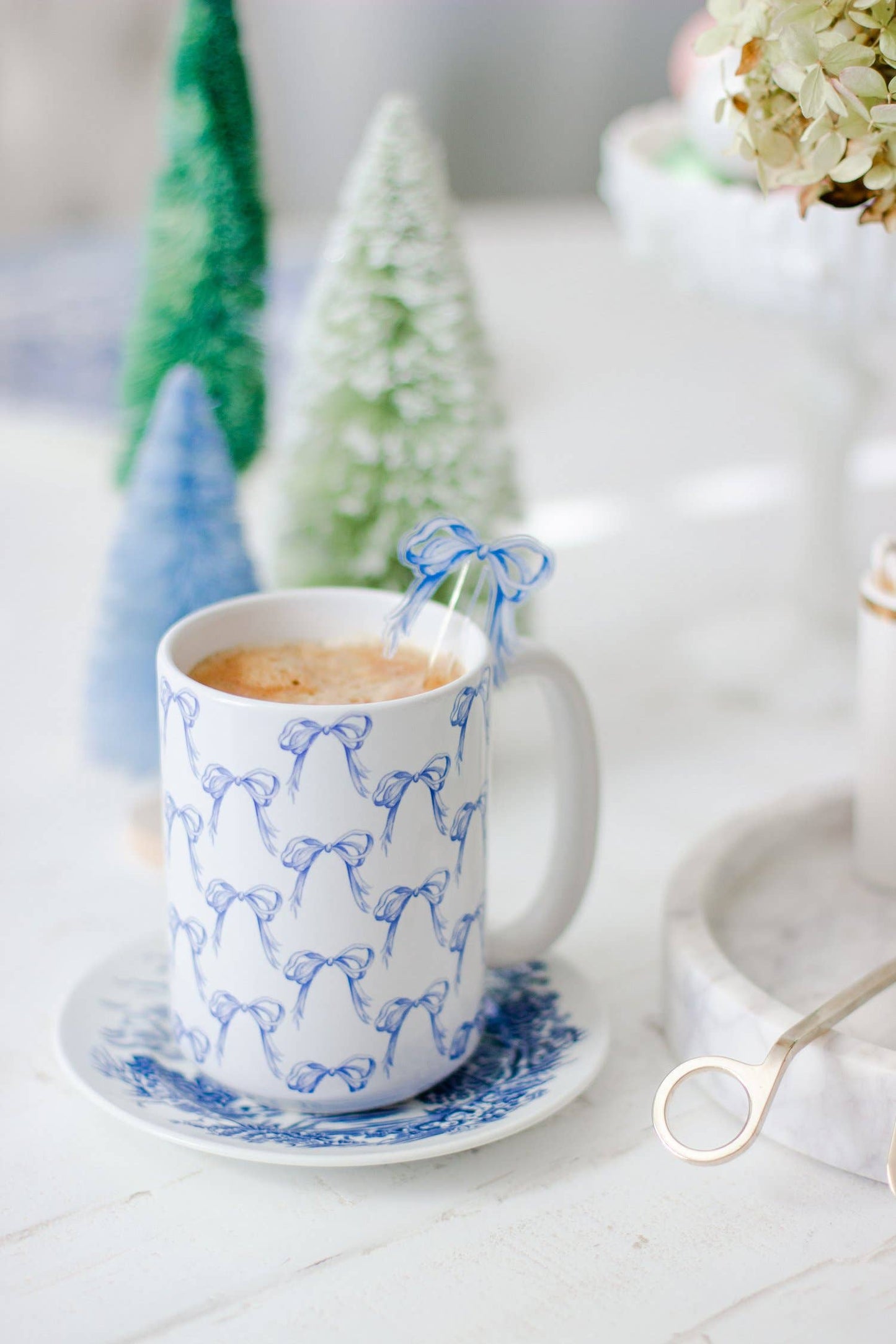 Blue & White Bow Mug