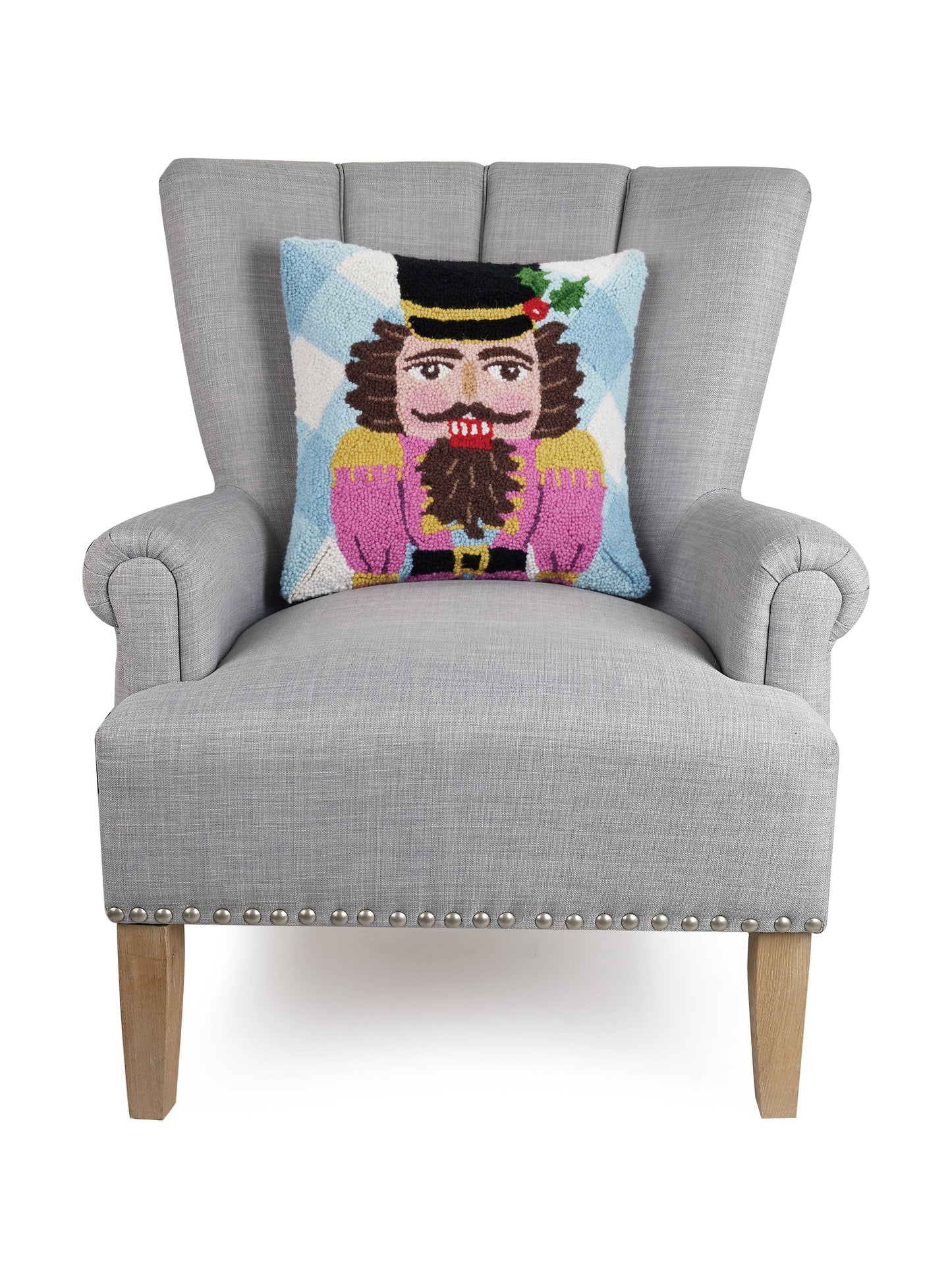 Festive Gingham Nutcracker Hook Pillow