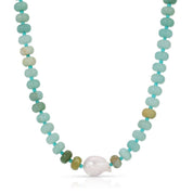 Colored Stone Necklace with Baroque Pearl