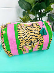 Tiger Large Print Quilted Makeup Bags