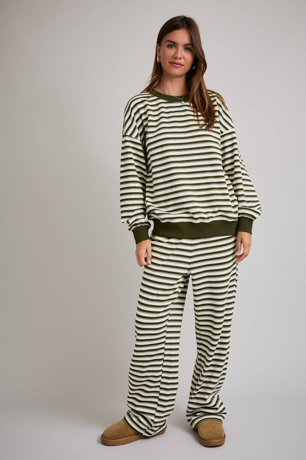 Ivory & Green Crewneck & Pants Set