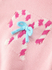 Christmas Candy Cane Romper showing long sleeves