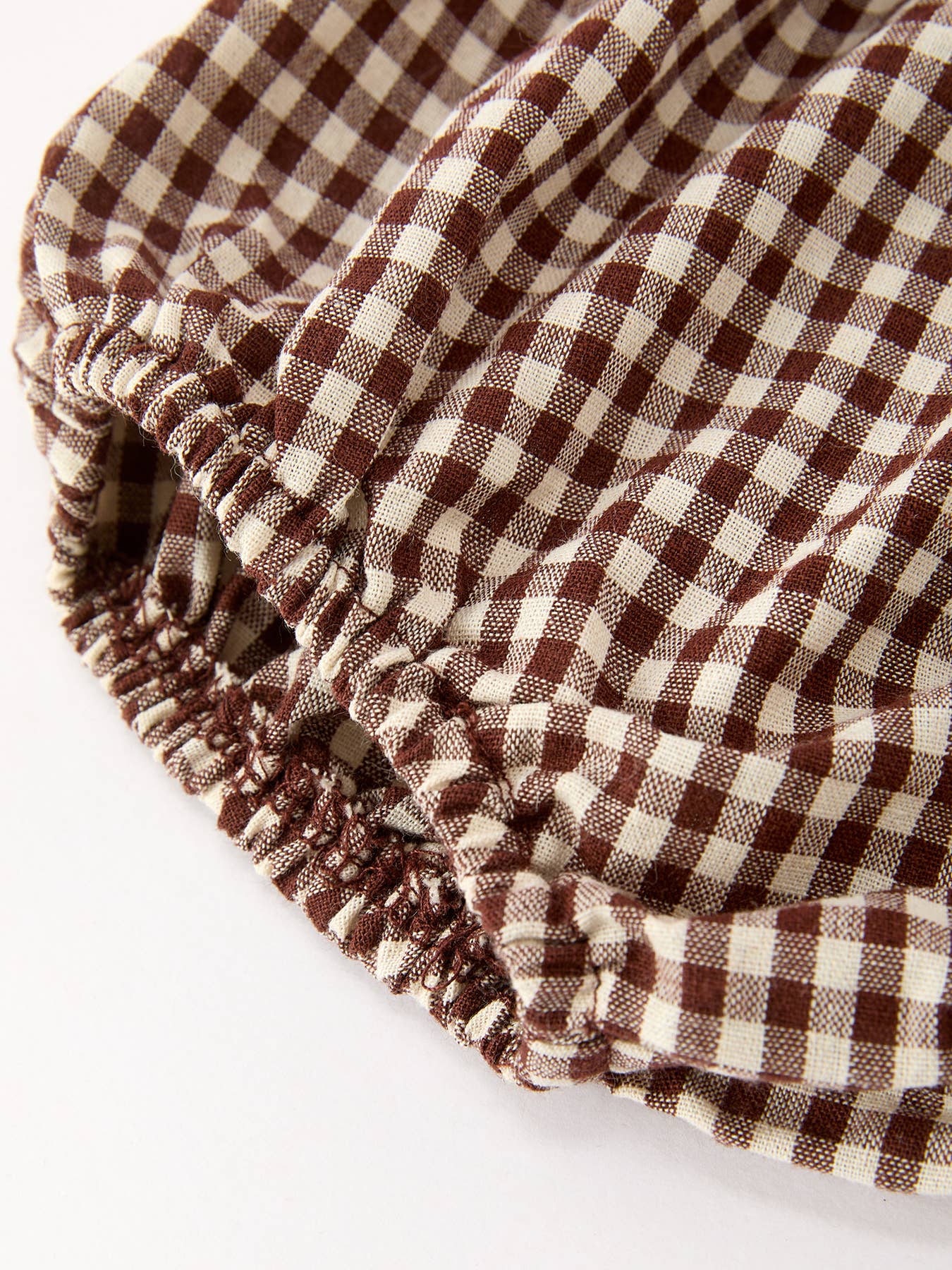 Gingham Baby Romper with Long Sleeve Puff Design — view 10