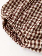 Gingham Baby Romper with Long Sleeve Puff Design — view 10