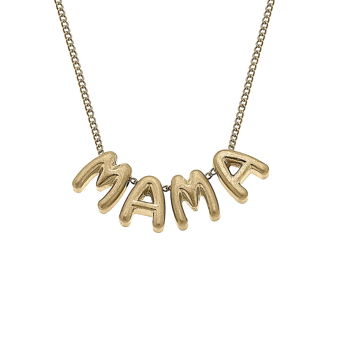 Bubble Letter Necklace in Worn Gold