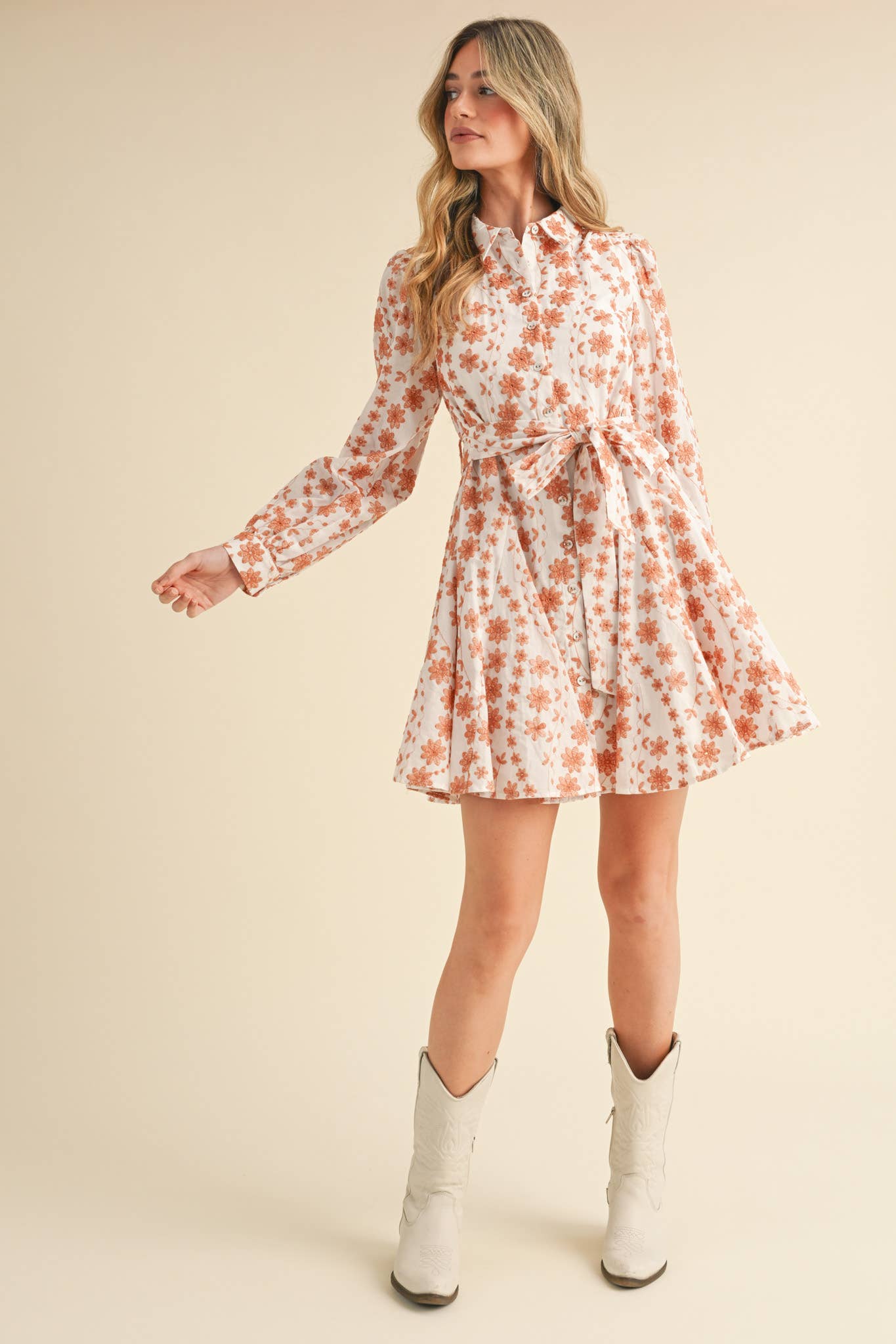 Floral Embrodiered Mini Dress