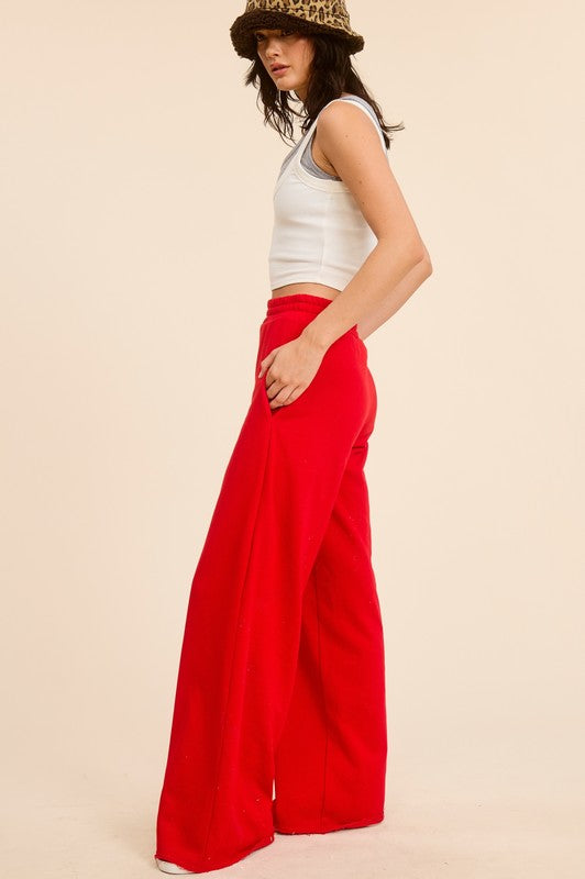 Red Wide Leg Sweatpants