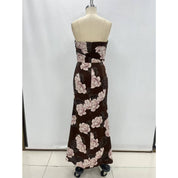 Brown Floral Mermaid Maxi Dress in a fitted