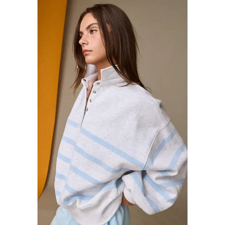 Grey & Blue Stripe Pullover