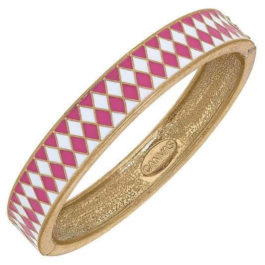 Timberlake Enamel Hinge Bangle in Pink & White