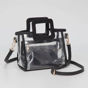 Transparent 3-piece Crossbody Handbag Set: Clear,Silver
