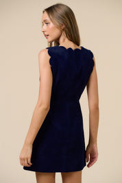Corduroy Scalloped Mini Dress