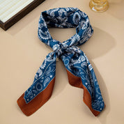 Teal Paisley Border Square Scarf
