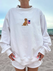 White American Flag Dog Mockneck