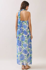 Strapless Floral Maxi Dress with Scarf