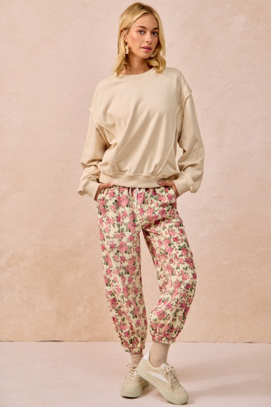 Floral Printed Twill Pants