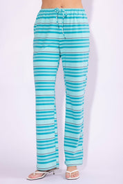 Blue Striped Tube Top and Pants Set