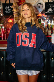 Navy USA & Flag Reversible Mockneck