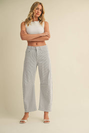 Light Blue Stripe Barrel Jean