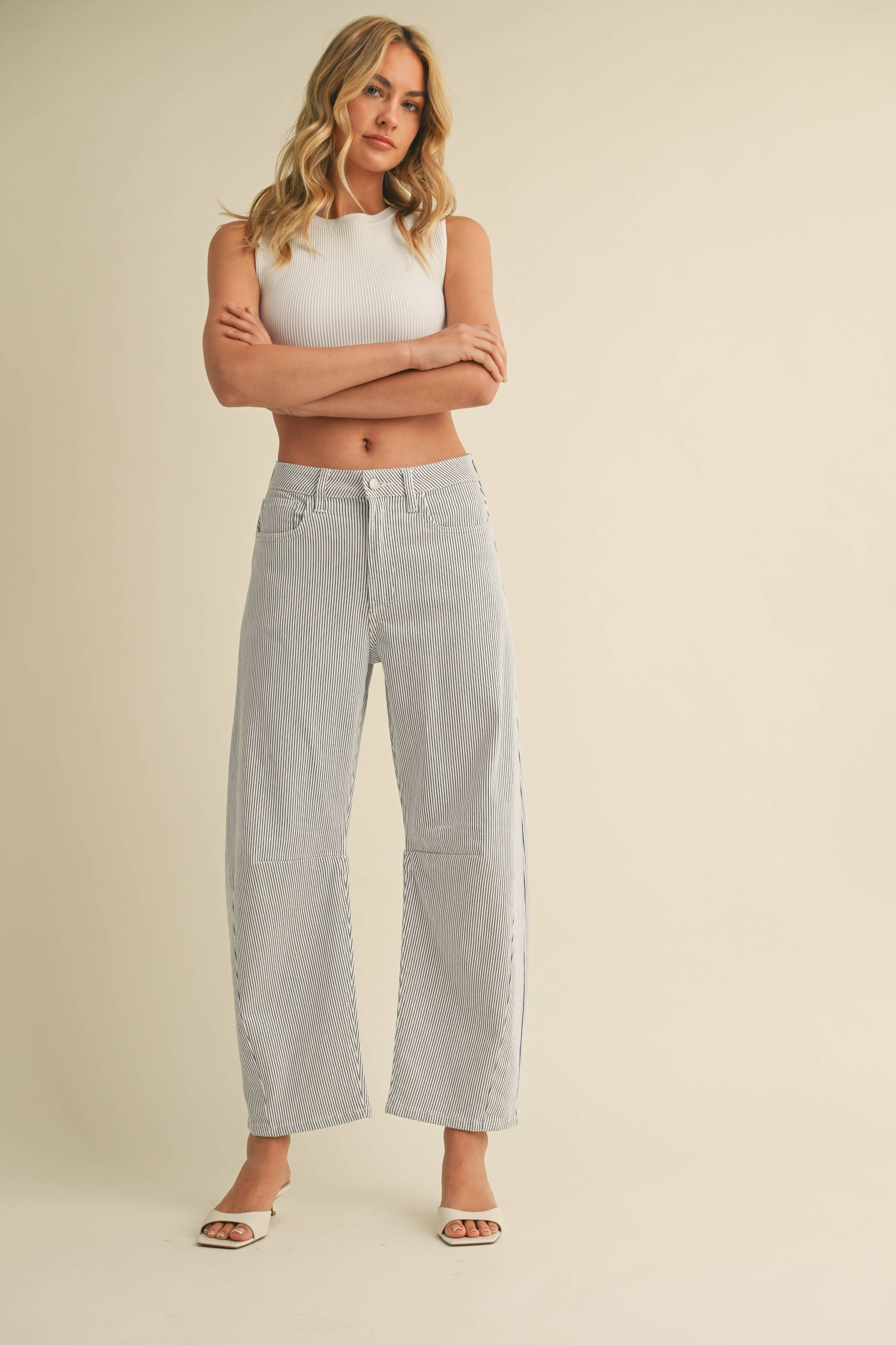 Light Blue Stripe Barrel Jean