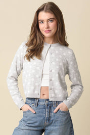 Gray Callie Polka Dot Cropped Cardigan