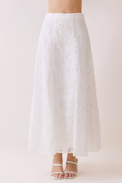 White Eyelet Maxi Skirt