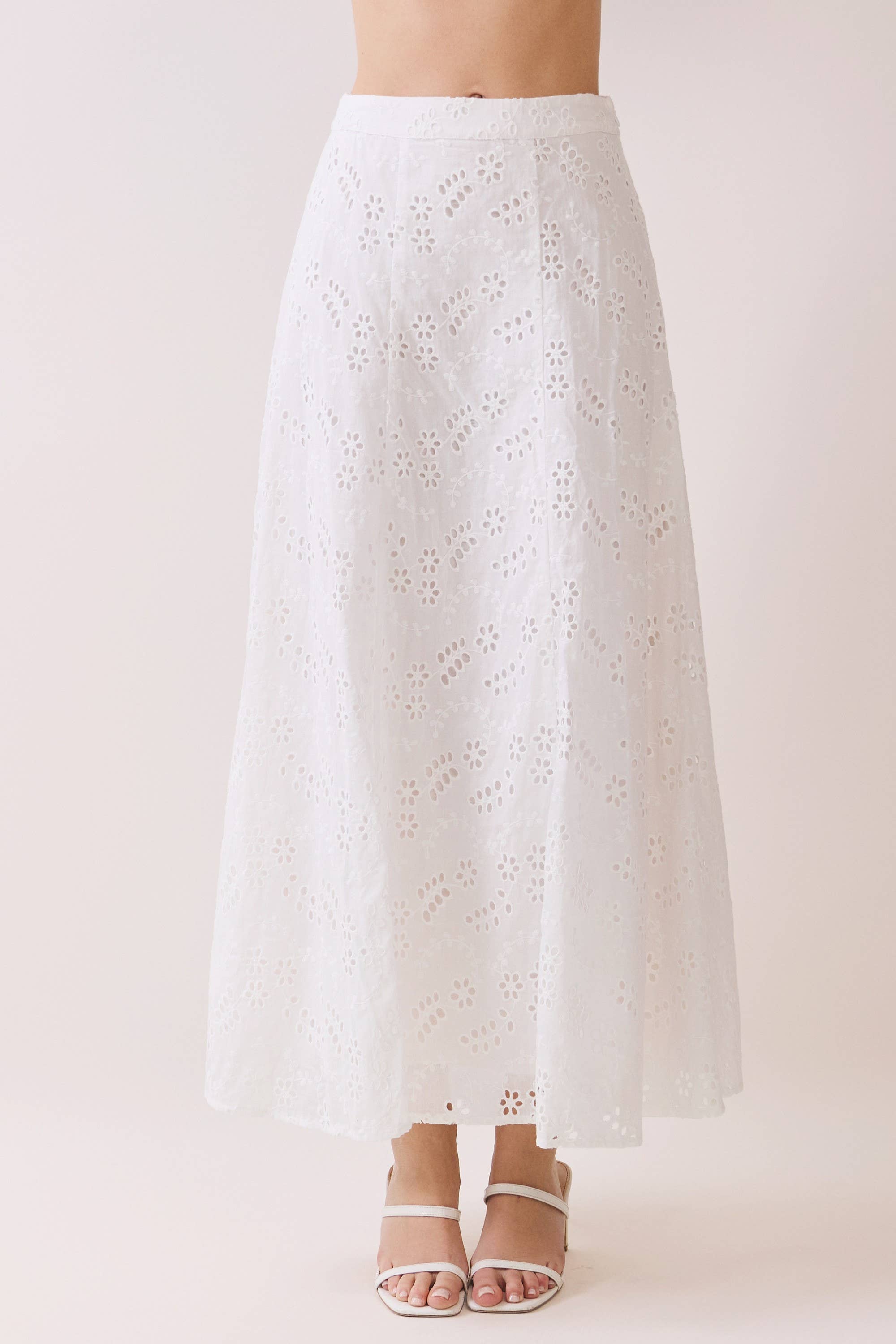 White Eyelet Maxi Skirt