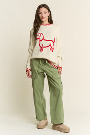 Puppy Accent Sweater Top