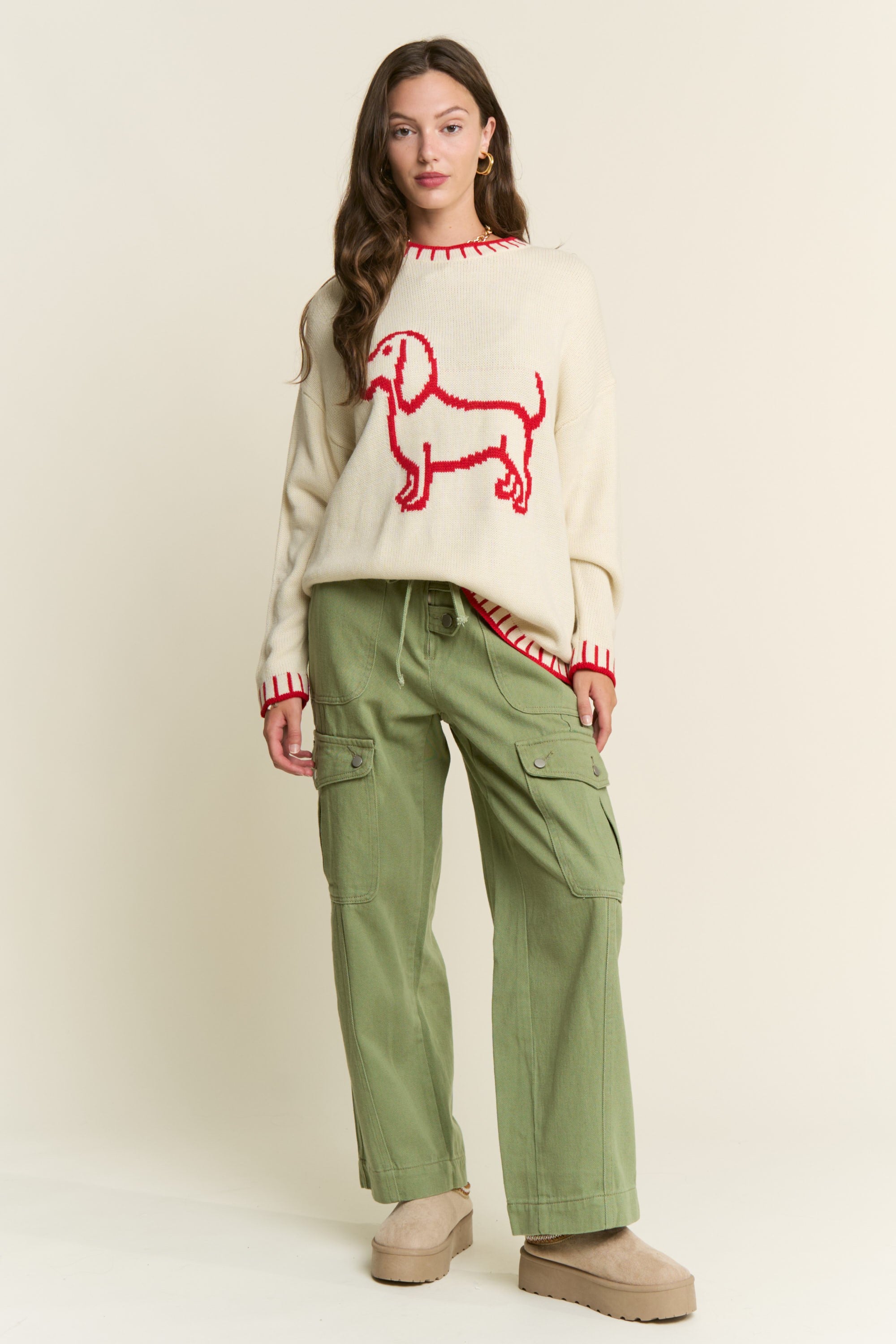 Puppy Accent Sweater Top