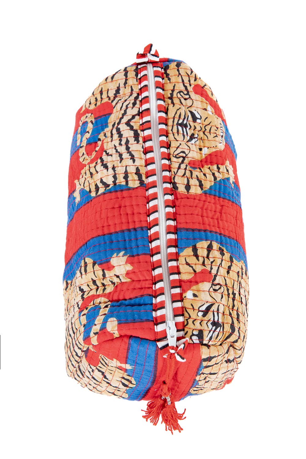 Red/Blue Tiger Quilted Makeup Bag Set of 3