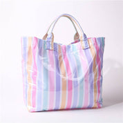 Large Striped Vinyl Tote Bags