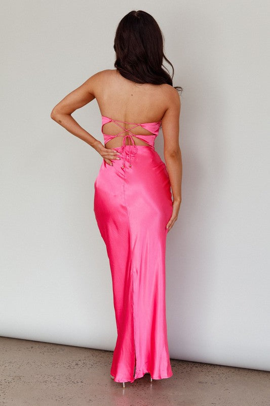 Pink Twist Front Maxi Dress