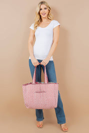 Pink/Green Quilted Tote Bag