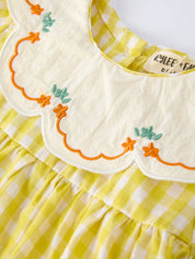 Yellow Gingham Baby Girl Romper