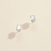 Oval CZ Gold Dip Stud Earrings