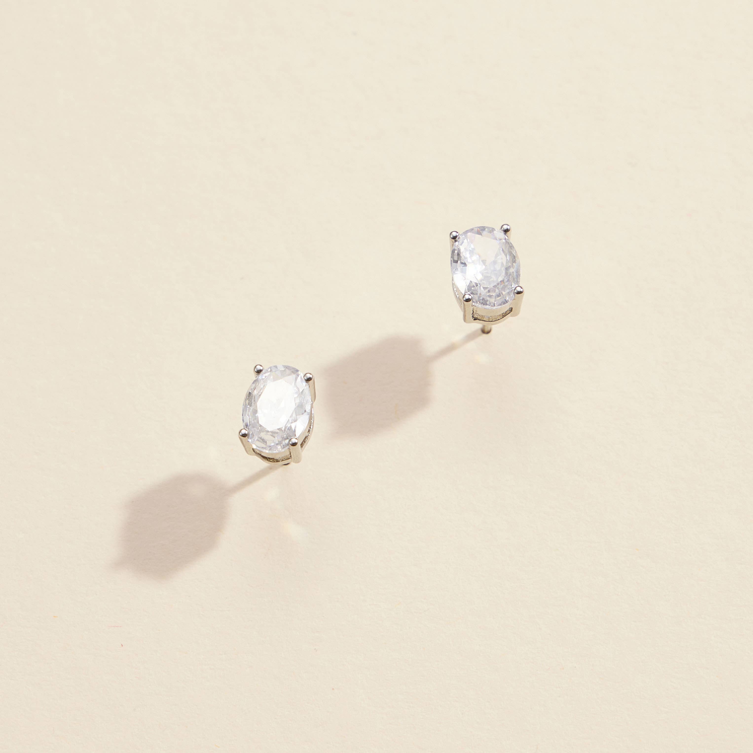 Oval CZ Gold Dip Stud Earrings