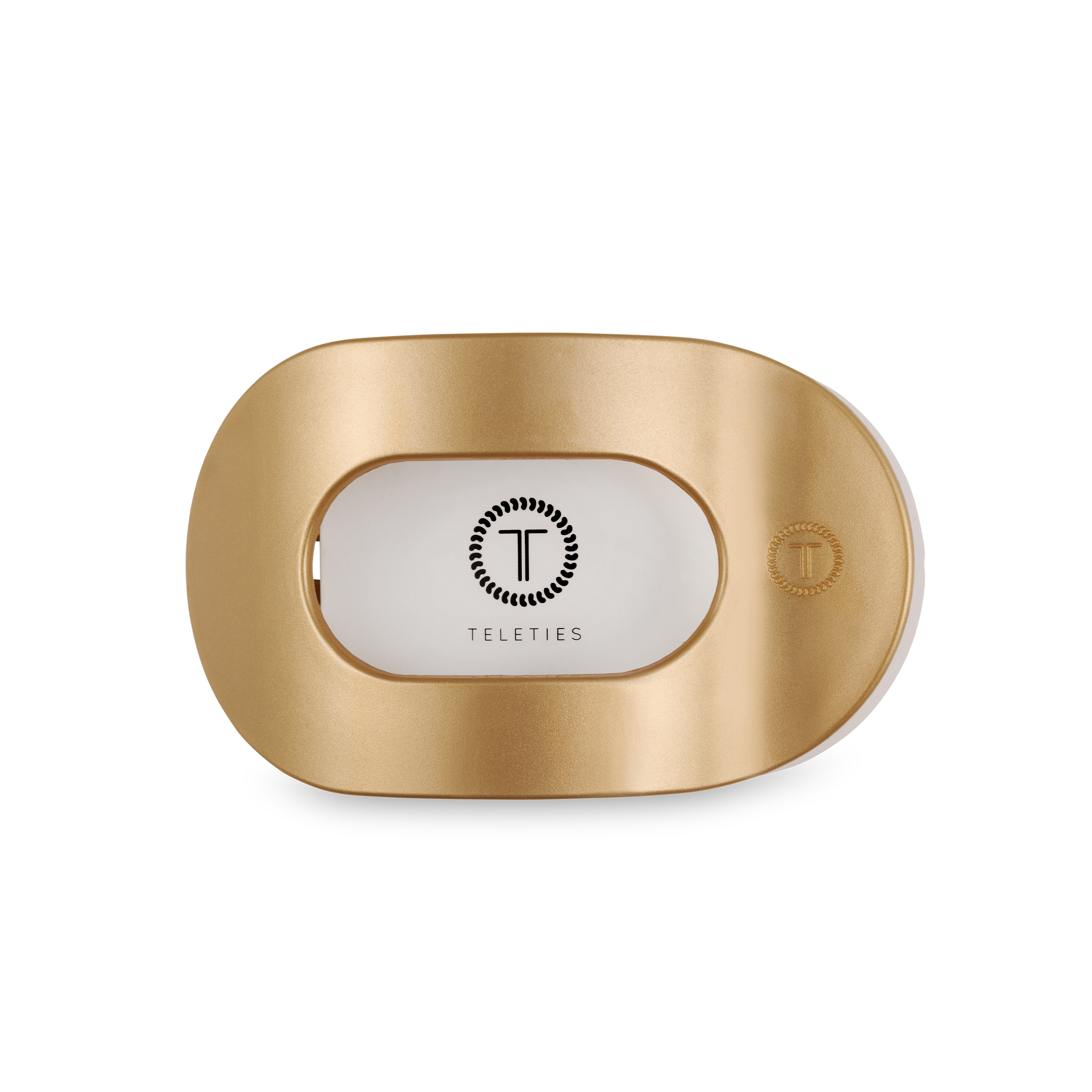 Flat Round Hair Clip | Medium | Champagne Toast showing rounded oval shape