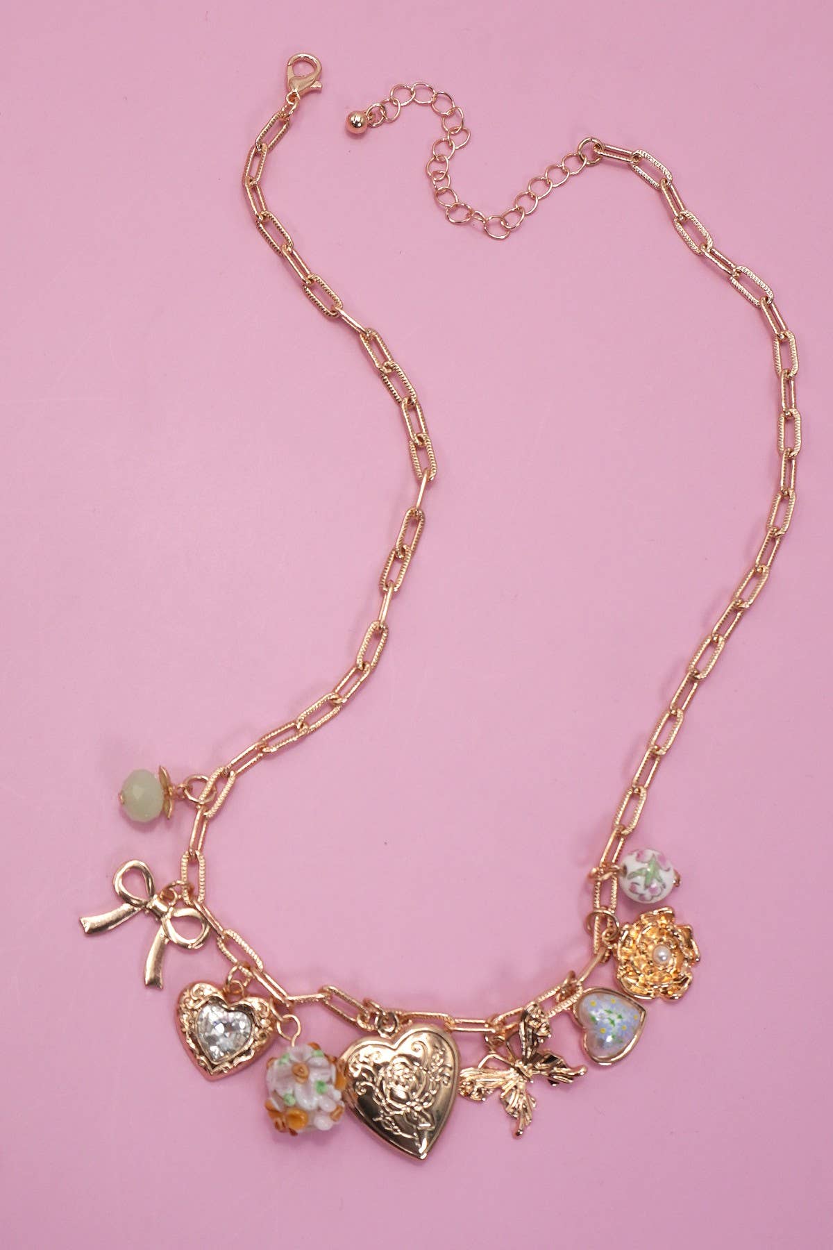 CHARM NECKLACE-HEART LOCKET BUTTERFLY BOW FLOWER | 80N91736