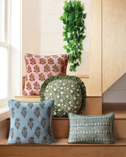 Block Print Vel Mughal Flower Pillow