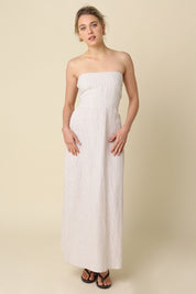 Khaki Striped Linen Dress