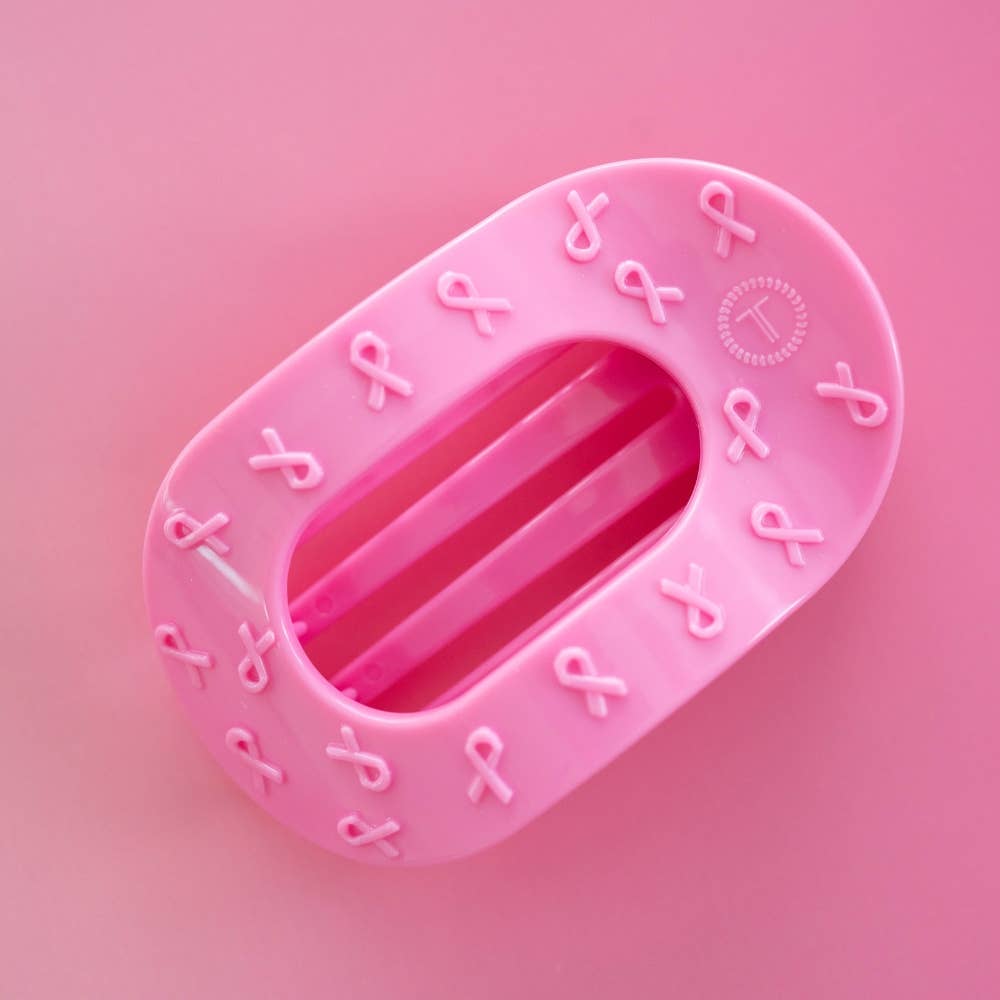 Flat Round Hair Clip | Medium | Pink Ribbon