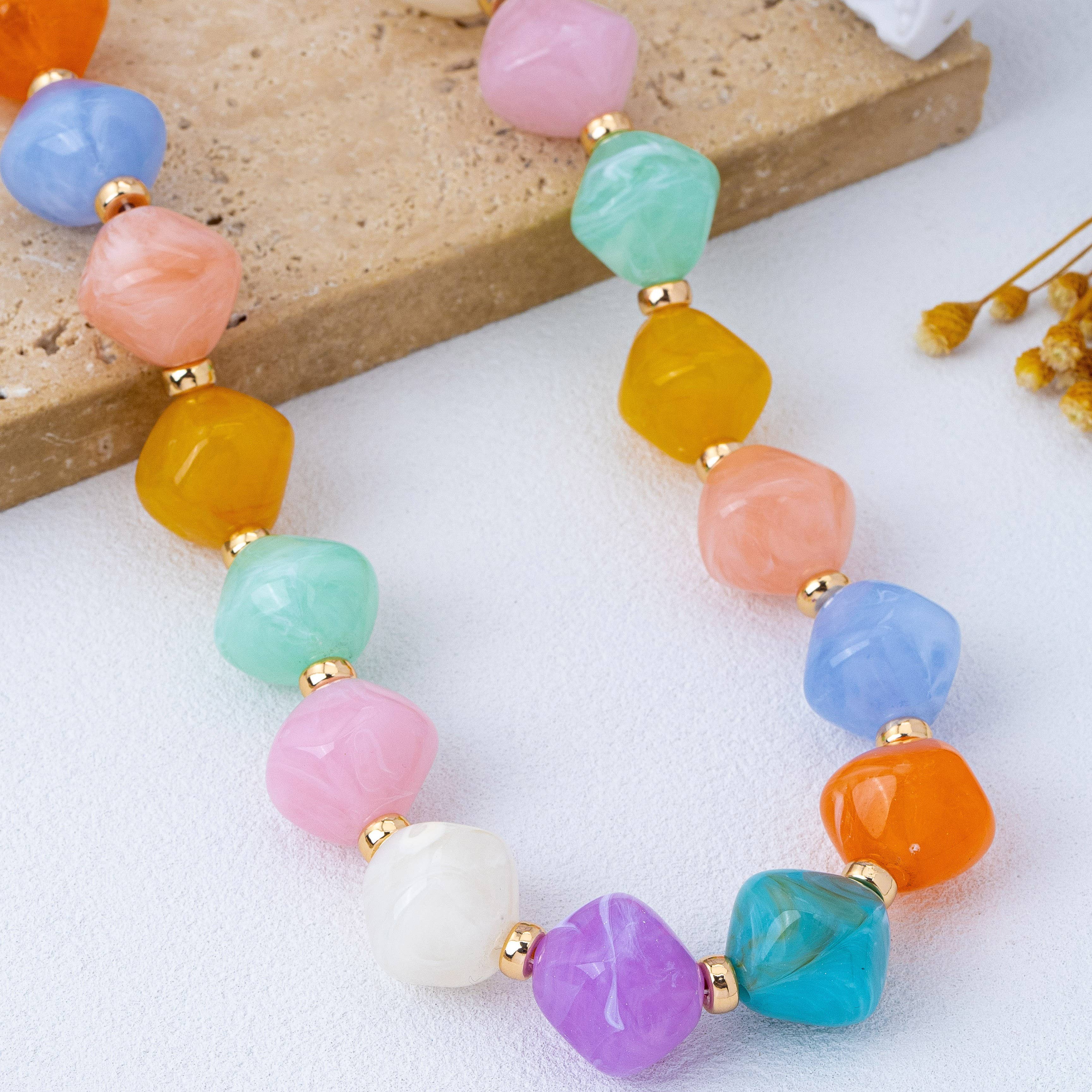 Multicolor Pastel Faceted Bead Necklace