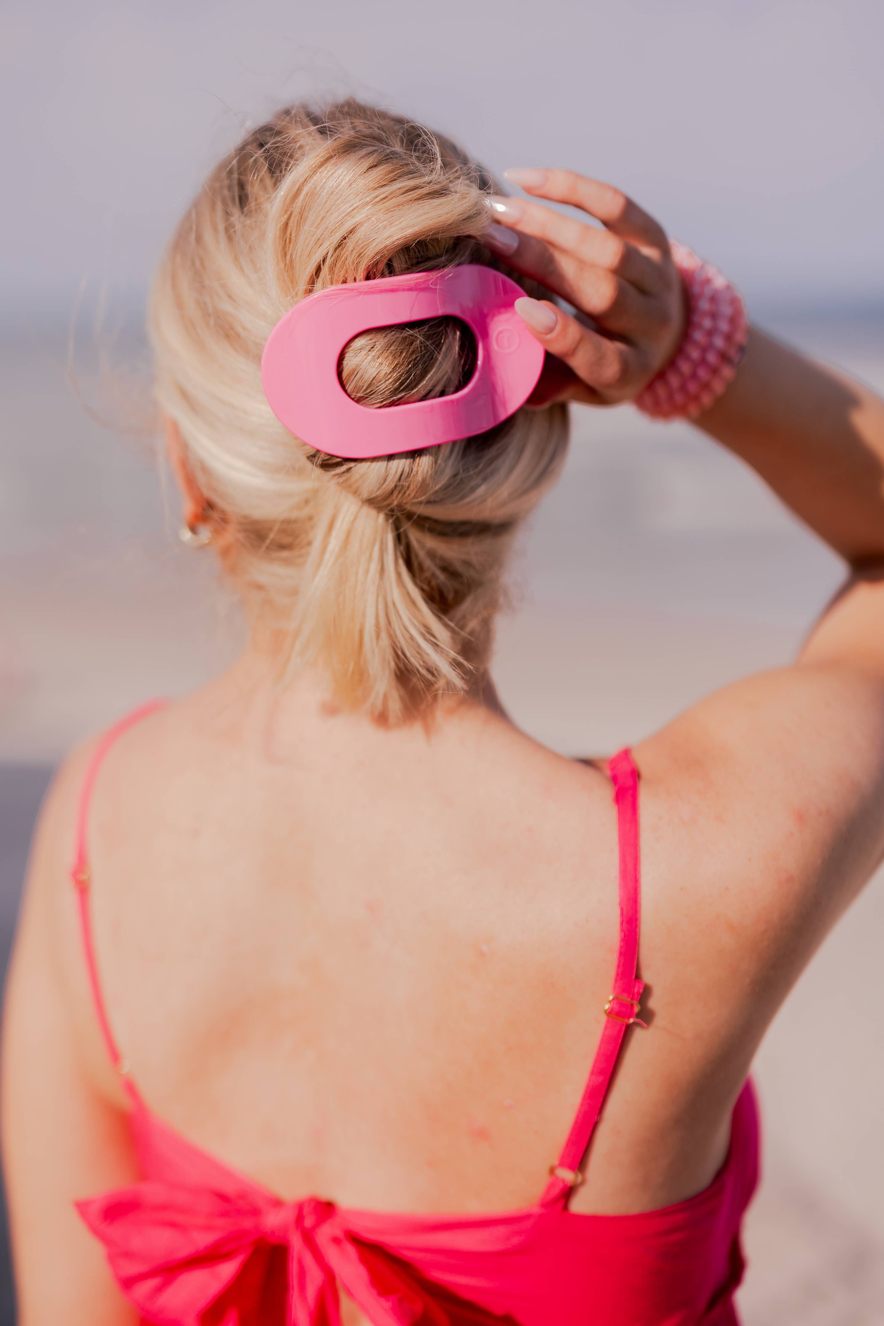 Flat Round Hair Clip | Large | Paradise Pink showing lightweight, durable, and nearly unbreakable