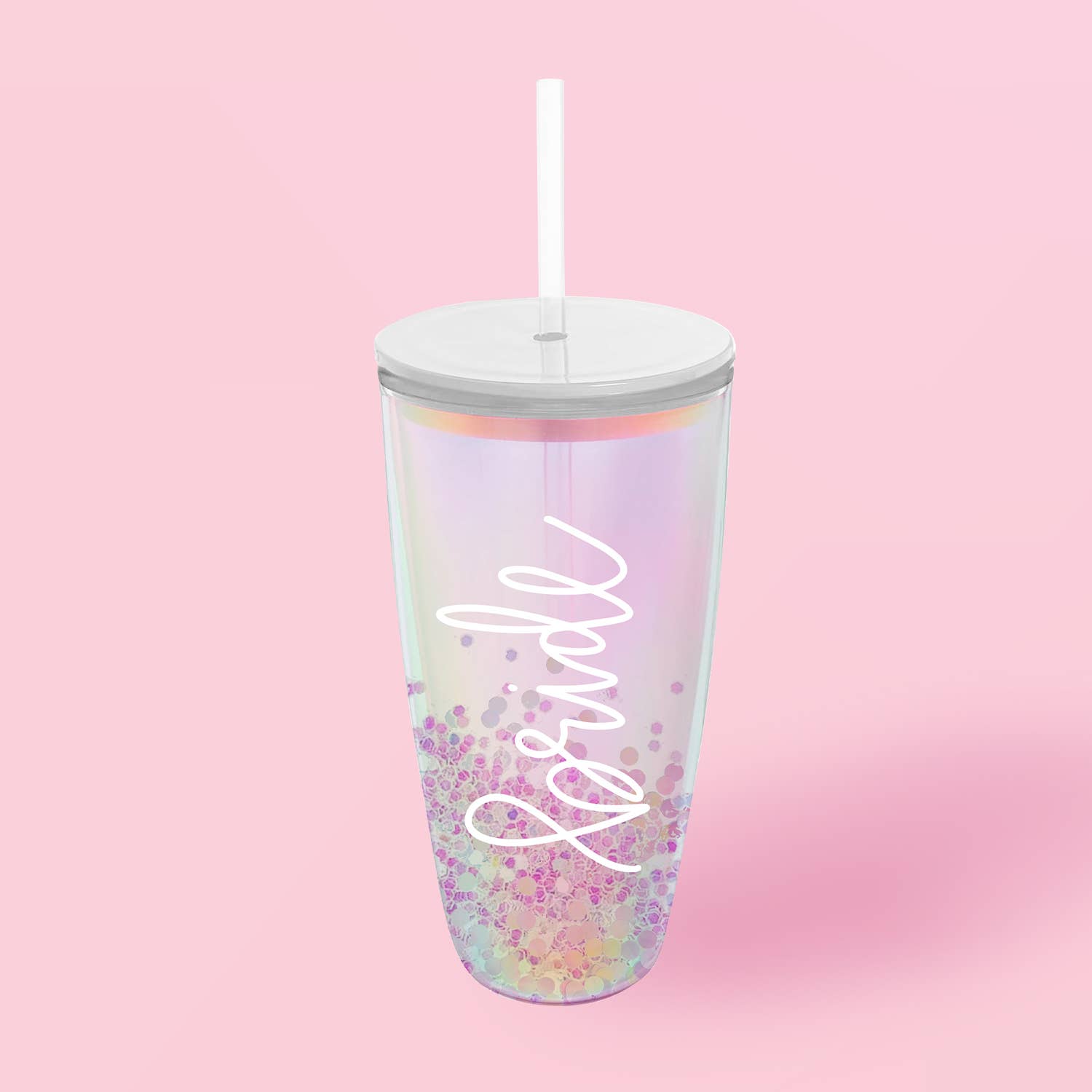 Straw Tumbler Iridescent Bride